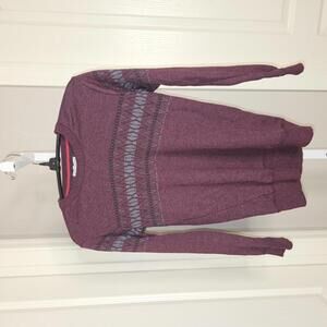 FAZE 1 Boys Crew Neck Sweater Size L (14/16) Burgundy with Pattern